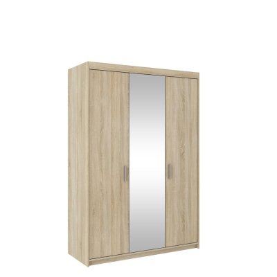 Třídveřová šatní skříň se zrcadlem ADELINA - šířka 133 cm, dub sonoma
