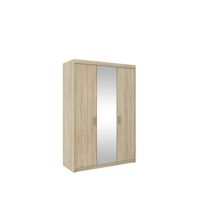 Třídveřová šatní skříň se zrcadlem ADELINA - šířka 133 cm, dub sonoma