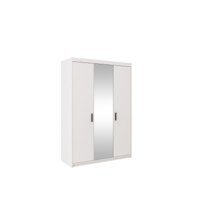 Třídveřová šatní skříň se zrcadlem ADELINA - šířka 133 cm, bílá