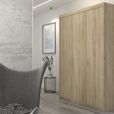 Třídveřová šatní skříň ADELINA - šířka 133 cm, dub sonoma