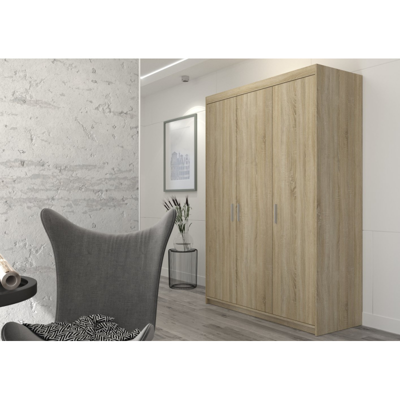 Třídveřová šatní skříň ADELINA - šířka 133 cm, dub sonoma