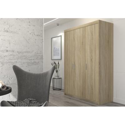 Třídveřová šatní skříň ADELINA - šířka 133 cm, dub sonoma