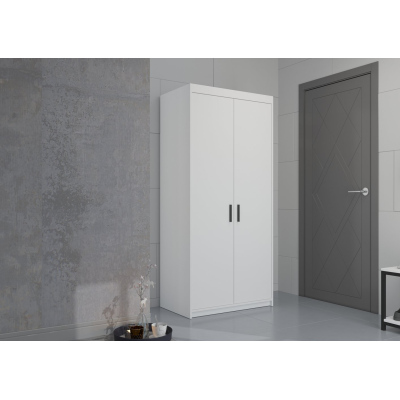 Dvoudveřová šatní skříň ADELINA - šířka 90 cm, bílá