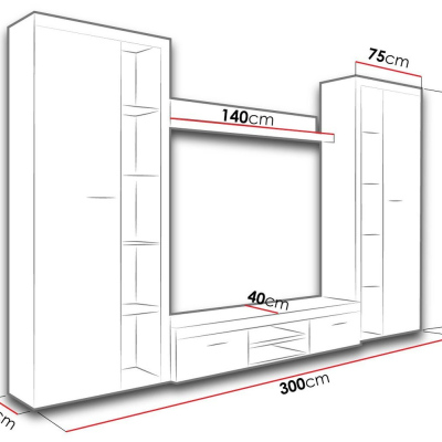 Obývací stěna PUMBA XL - bílá / beton