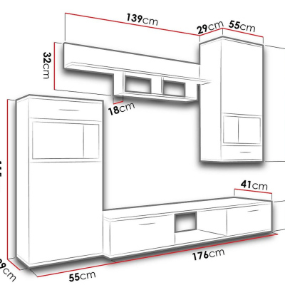 Obývací stěna LEBLUE - bílá / beton