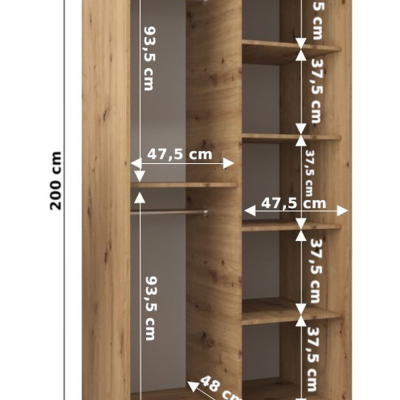Šatní skříň ENNI - šířka 100 cm, dub artisan / bílá