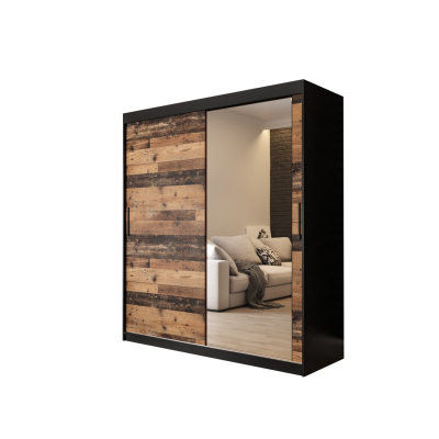 Dvoudveřová šatní skříň ORISA 3 - šířka 180 cm, černá / old style