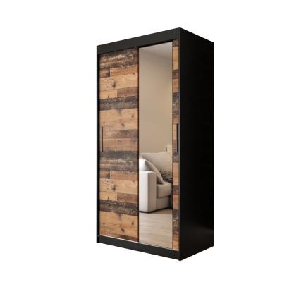 Dvoudveřová šatní skříň ORISA 3 - šířka 100 cm, černá / old style