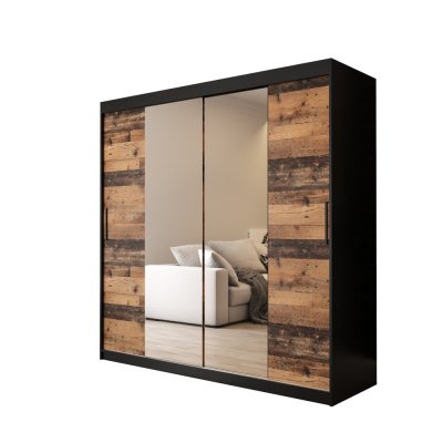 Dvoudveřová šatní skříň ORISA 2 - šířka 200 cm, černá / old style