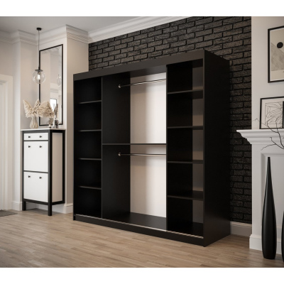 Dvoudveřová šatní skříň ORISA 2 - šířka 200 cm, černá / old style