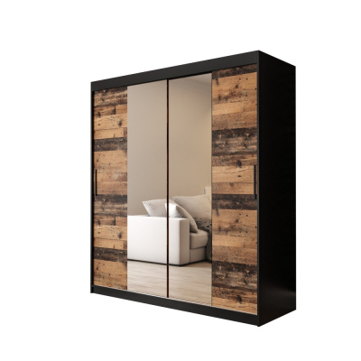 Dvoudveřová šatní skříň ORISA 2 - šířka 180 cm, černá / old style