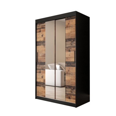 Dvoudveřová šatní skříň ORISA 2 - šířka 120 cm, černá / old style