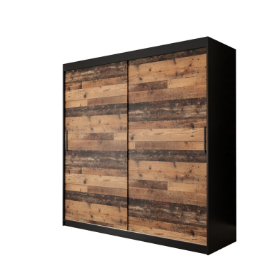 Dvoudveřová šatní skříň ORISA 1 - šířka 200 cm, černá / old style