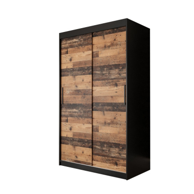 Dvoudveřová šatní skříň ORISA 1 - šířka 120 cm, černá / old style
