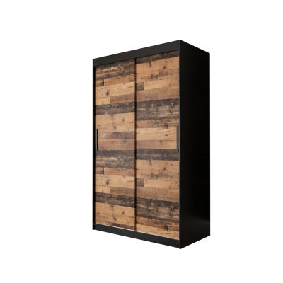 Dvoudveřová šatní skříň ORISA 1 - šířka 120 cm, černá / old style