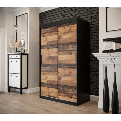 Dvoudveřová šatní skříň ORISA 1 - šířka 120 cm, černá / old style