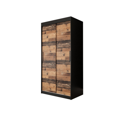 Dvoudveřová šatní skříň ORISA 1 - šířka 100 cm, černá / old style