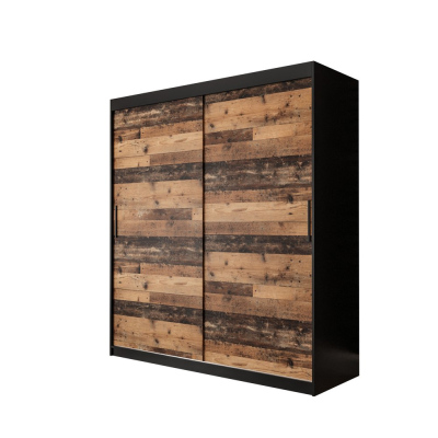 Dvoudveřová šatní skříň ORISA 1 - šířka 180 cm, černá / old style