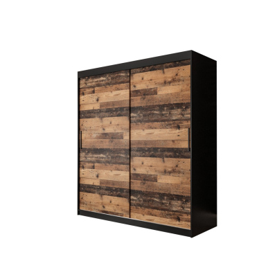 Dvoudveřová šatní skříň ORISA 1 - šířka 180 cm, černá / old style