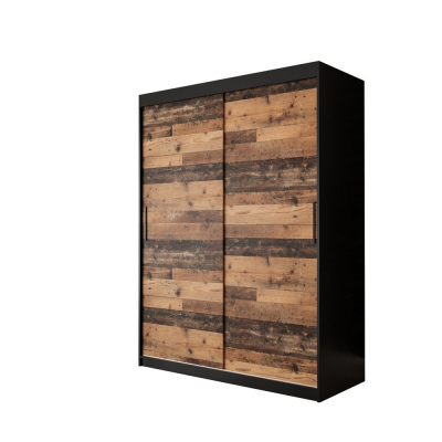 Dvoudveřová šatní skříň ORISA 1 - šířka 150 cm, černá / old style