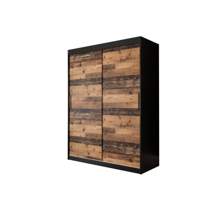 Dvoudveřová šatní skříň ORISA 1 - šířka 150 cm, černá / old style