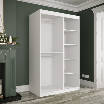 Zrcadlová skříň s posuvnými dveřmi MAREILLE 3 - šířka 120 cm, bílá / černý mramor