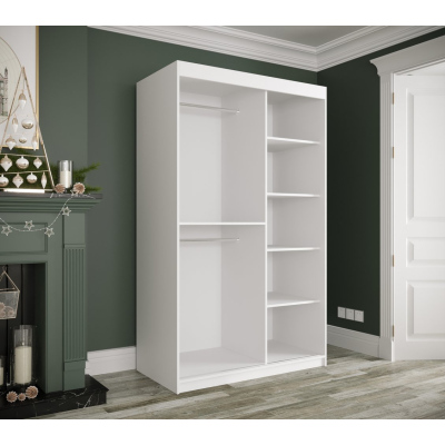 Zrcadlová skříň s posuvnými dveřmi MAREILLE 3 - šířka 120 cm, bílá / černý mramor