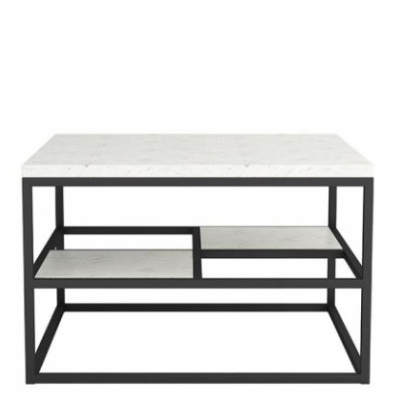 Kovový konferenční stolek COIMBRA - černý / světlý mramor