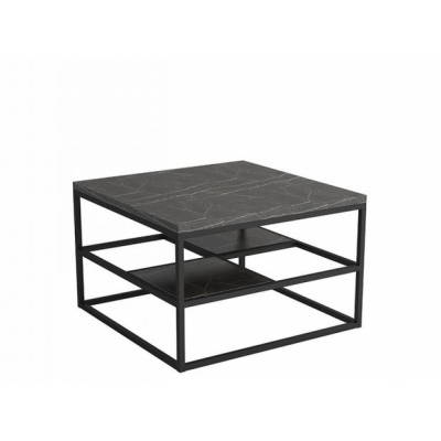 Kovový konferenční stolek COIMBRA - černý / tmavý mramor