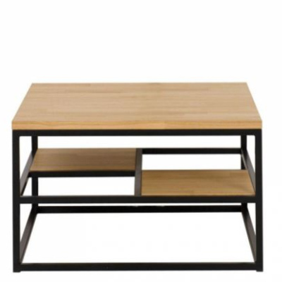Kovový konferenční stolek COIMBRA - černý / masivní dub