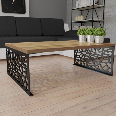 Konferenční stolek DORLIP 3 - matný černý / imitace dubu