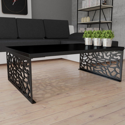 Konferenční stolek DORLIP 3 - matný černý / lesklý černý