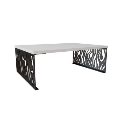 Konferenční stolek DORLIP 2 - matný černý / lesklý bílý
