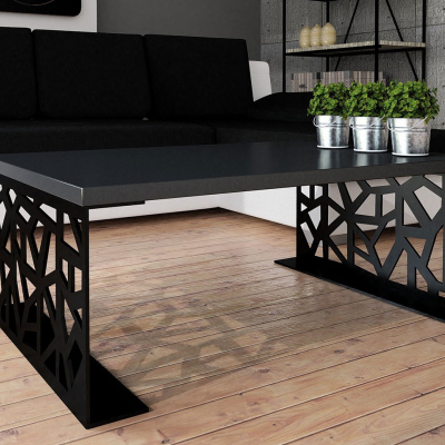 Konferenční stolek DORLIP 1 - matný černý / lesklý černý