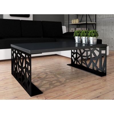 Konferenční stolek DORLIP 1 - matný černý / lesklý černý