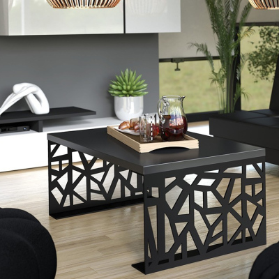 Konferenční stolek DORLIP 1 - matný černý / lesklý černý