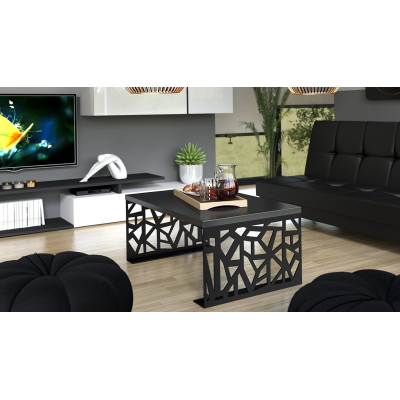 Konferenční stolek DORLIP 1 - matný černý / lesklý černý