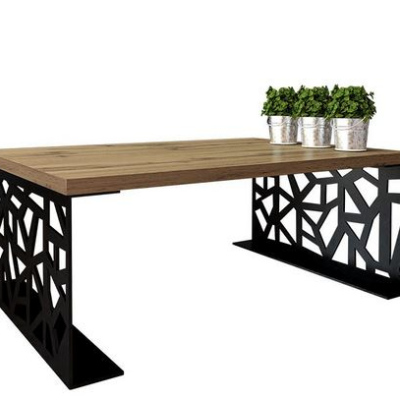 Konferenční stolek DORLIP 1 - matný černý / lesklý černý