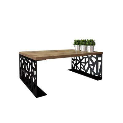 Konferenční stolek DORLIP 1 - matný černý / lesklý černý