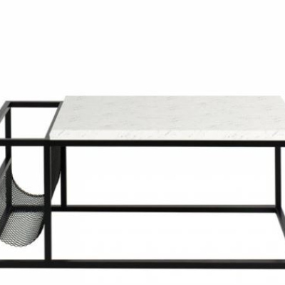Konferenční stolek TRANCOSO - černý / světlý mramor