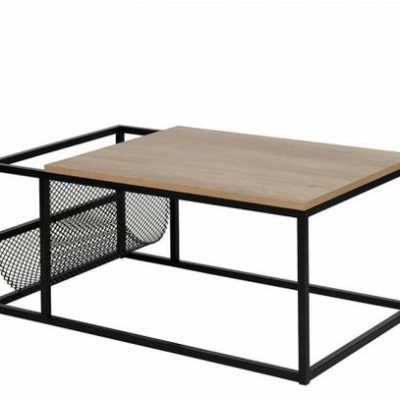 Konferenční stolek TRANCOSO - černý / masivní dub