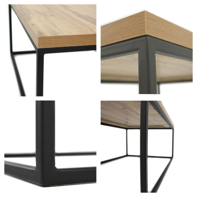 Konferenční stolek BUNSOH - matný černý / imitace dubu