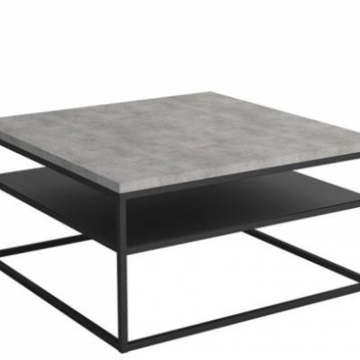 Kovový konferenční stolek ALFENA - černý / tmavý mramor