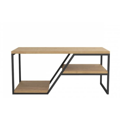 Kovový konferenční stolek VALONGO - černý / dub artisan