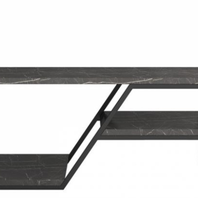 Kovový konferenční stolek VALONGO - černý / tmavý mramor