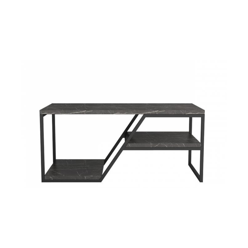 Kovový konferenční stolek VALONGO - černý / tmavý mramor