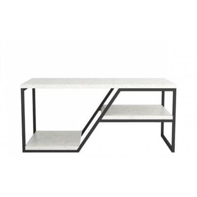 Kovový konferenční stolek VALONGO - černý / světlý mramor