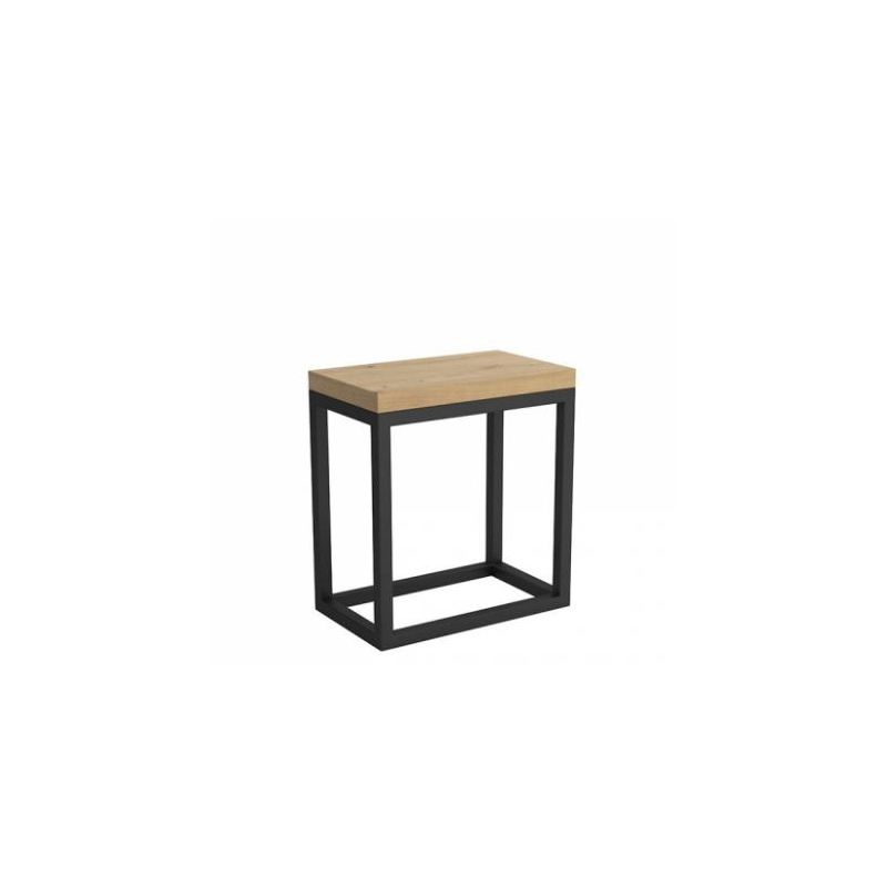 Kovový konferenční stolek SETUBAL - černý / dub artisan