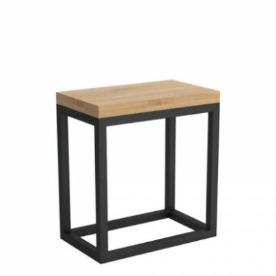Kovový konferenční stolek SETUBAL - černý / masivní dub