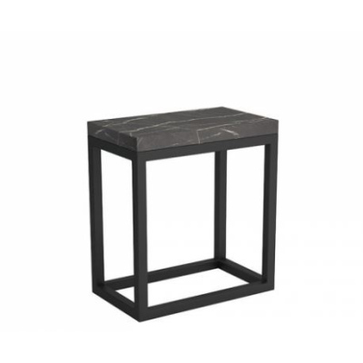 Kovový konferenční stolek SETUBAL - černý / tmavý mramor